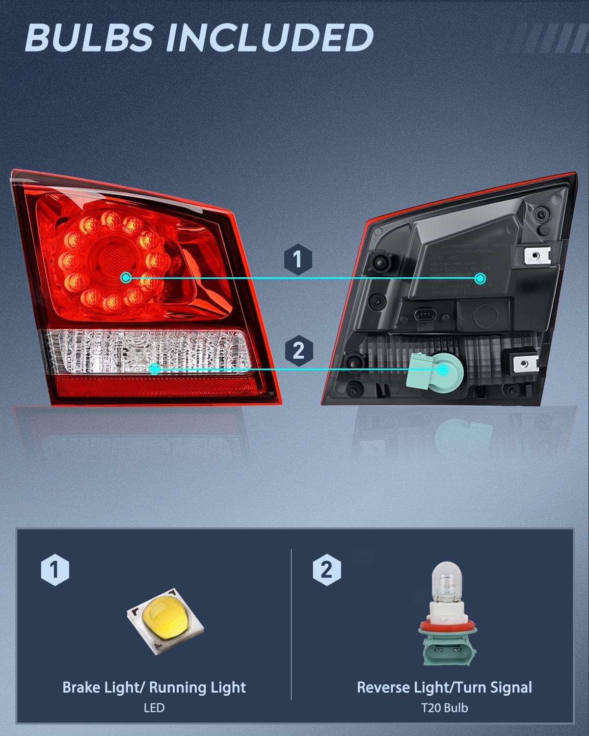 Nilight Taillight Assembly Compatible with 2011 2012 2013 2014 2015 2016 2017 2018 2019 2020 Dodge Journey Inner Tail Light Left Drive Side