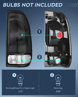 Taillight Assembly 1997 1998 1999 2000 2001 2002 2003 Ford F150 1997 1998 1999 Light Duty 1999 2000 2001 2002 2003 2004 2005 2006 2007 Ford Super Duty Taillight Assembly Smoke Housing Rear Lamp Replacement OE Style Passenger Side