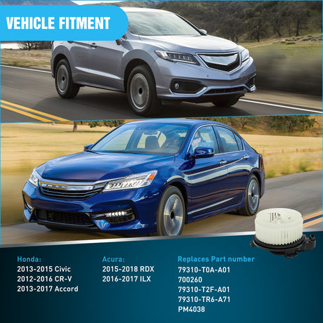 Nilight HVAC Heater Blower Motor Fan Fit for Honda Civic 2013 2014 2015, CR-V 2012-2016, Accord 2013-2017, Acura RDX 2015-2018, Acura ILX 2016-2017 Replaces#79310-T0A-A01 79310-T2F-A01