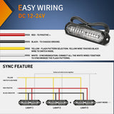 Nilight 8PCS 12LED Red Blue White Emergency Strobe Lights