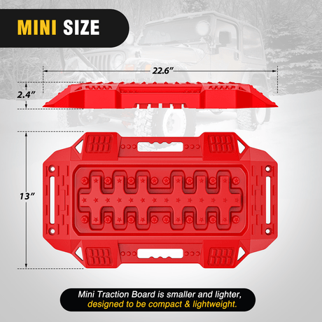 Traction Boards Off-Road Mini Short Recovery Traction Boards For 4WD 4X4 (2PCS Red)