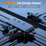 Nilight 9 in 1 Cigarette Lighter Adapter Splitter QC 3.0 3 Sockets 4 USB Ports Power Splitter with PD/QC 3.0 Independent Switches LED Voltage Display for 12V/24V Cars Van Truck Camper