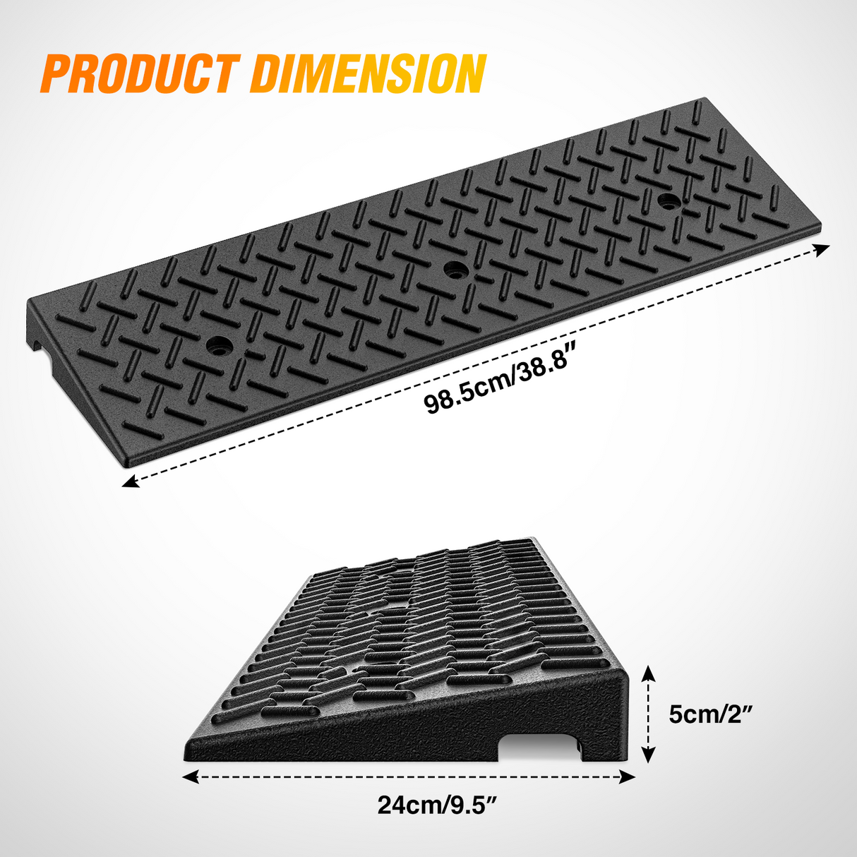 Nilight 2Inch Rise Curb Ramps, Heavy Duty Rubber Driveway Threshold Shed Ramp for Sidewalk Cars Lawn Mower Wheelchairs Motorcycles, 3300lbs Load Capacity