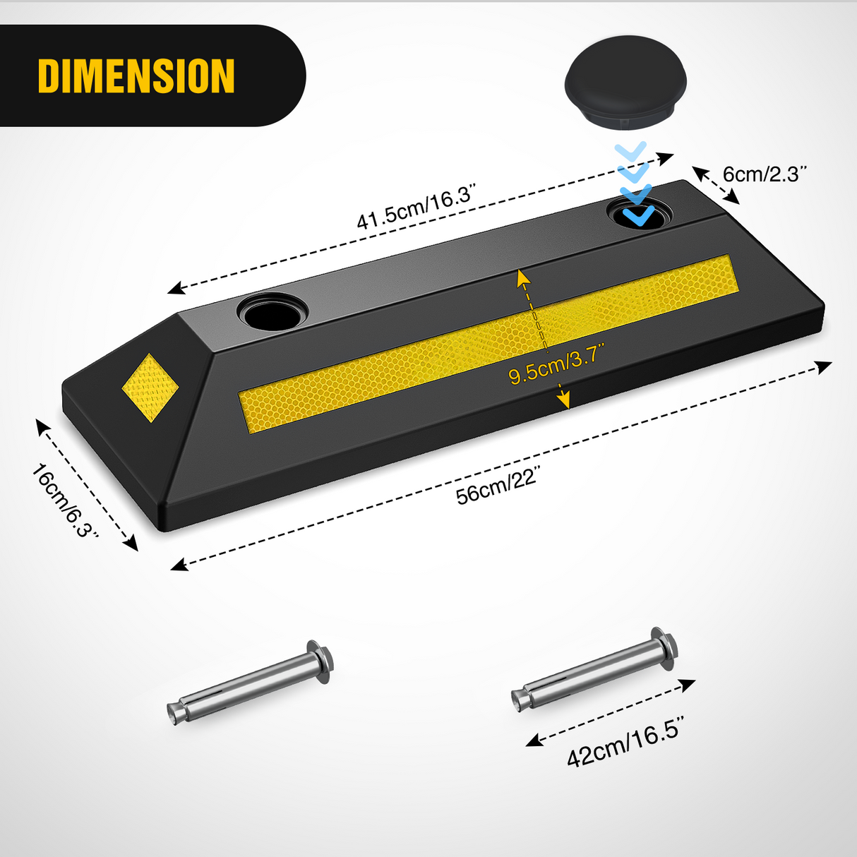 Nilight Parking Curb - Heavy Duty Rubber Garage Driveway Car Wheel Stopper Parking Aid Block Gadgets, 2-Pack