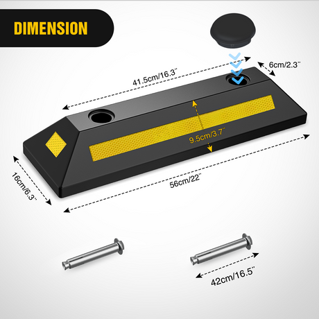 Nilight Parking Curb - Heavy Duty Rubber Garage Driveway Car Wheel Stopper Parking Aid Block Gadgets, 2-Pack