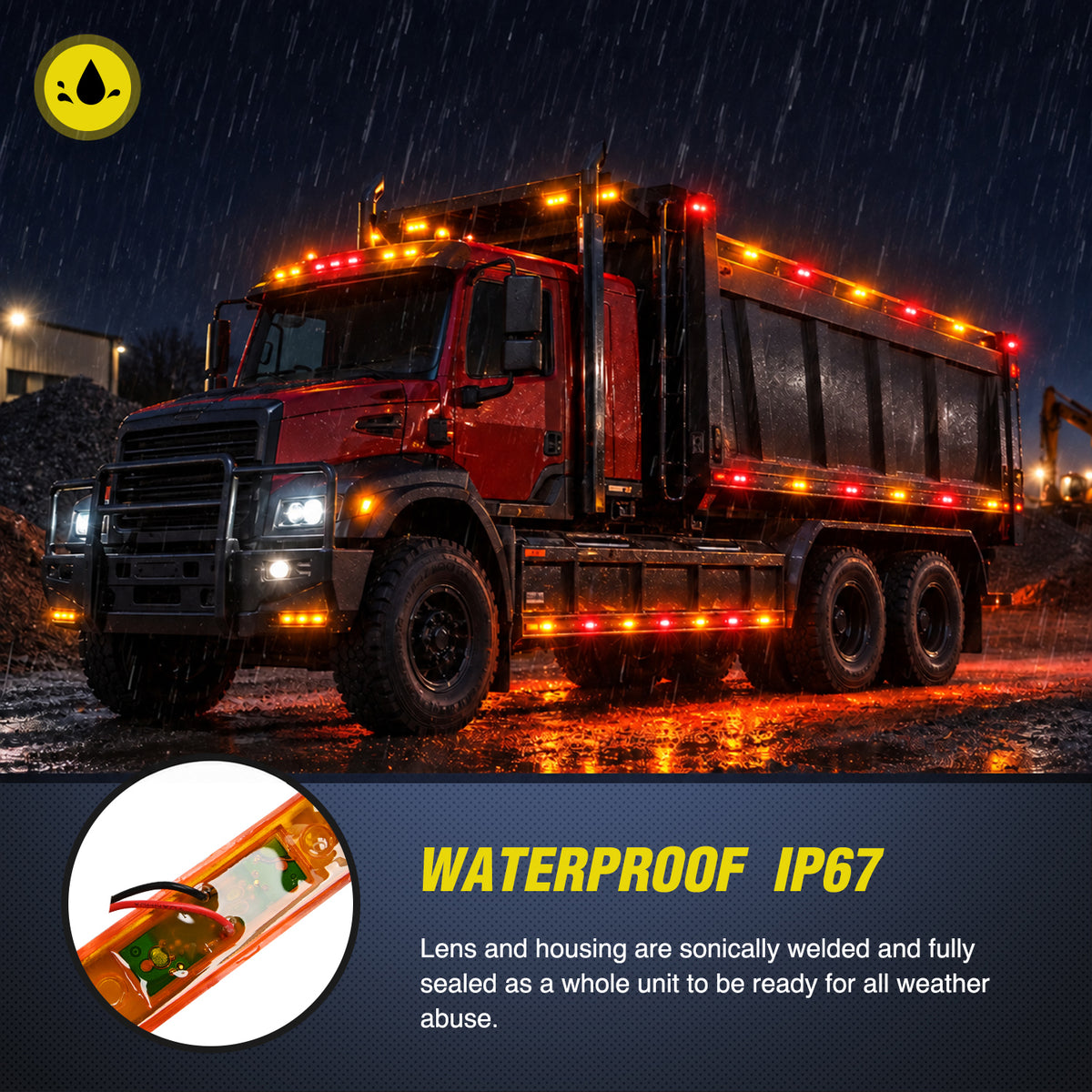 3.9 Inch Amber Red LED Fender/Side Marker Light (10 Pcs)
