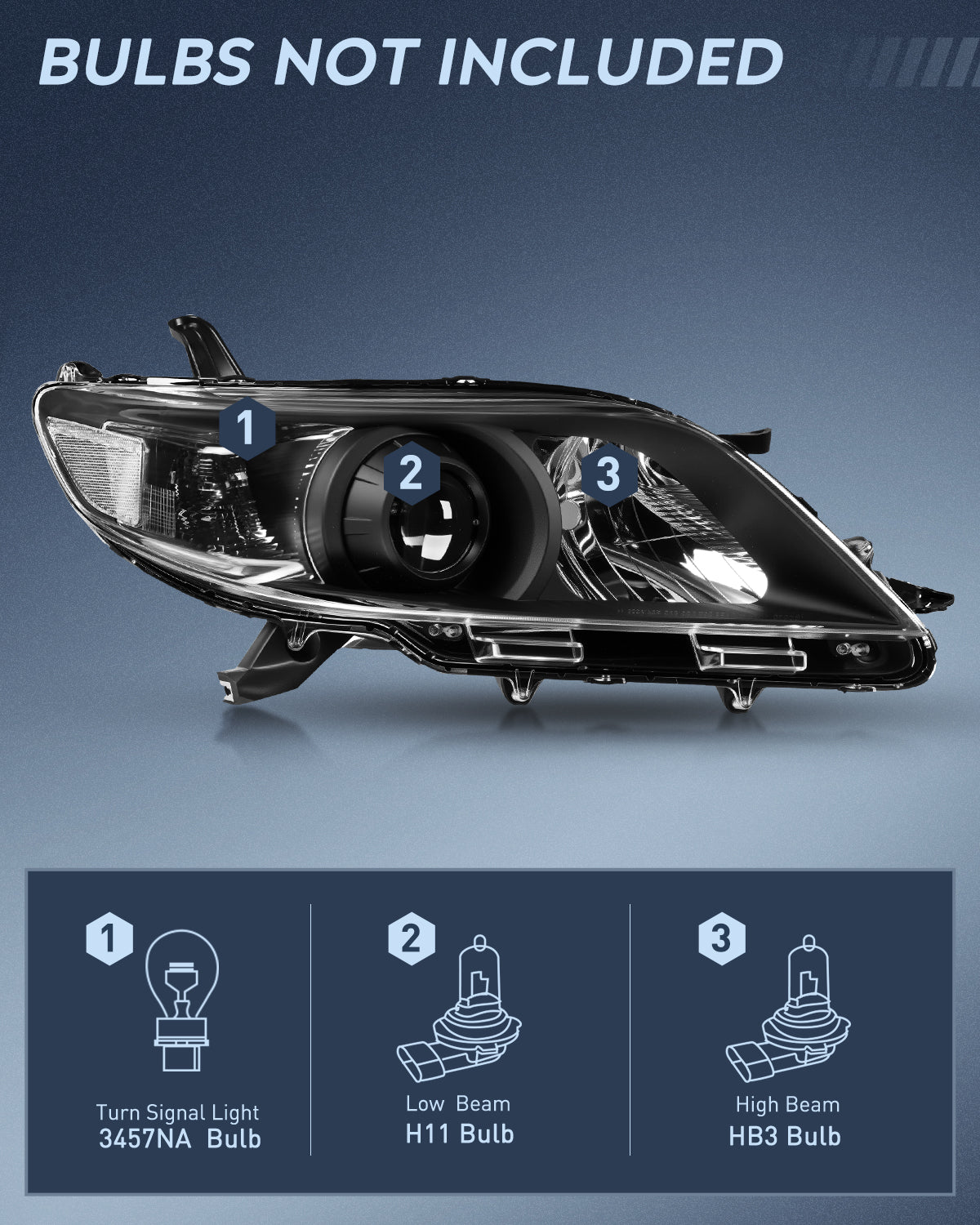 Headlight Assembly Compatible with 2011 2012 2013 2014 2015 2016 2017 2018 2019 2020 Toyota Sienna Black Housing Clear Reflector Clear Lens Headlights Replacement