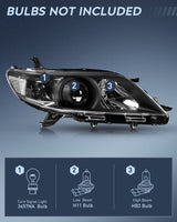 Headlight Assembly Compatible with 2011 2012 2013 2014 2015 2016 2017 2018 2019 2020 Toyota Sienna Black Housing Clear Reflector Clear Lens Headlights Replacement