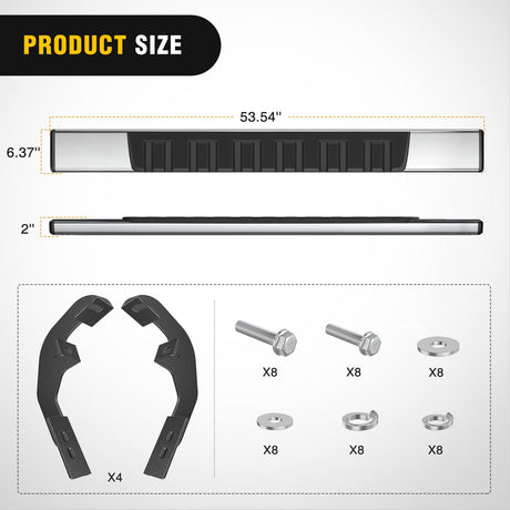Nilight Running Boards for 2019 2020 2021 2022 2023 2024 2025 Chevy Silverado GMC Sierra 1500 2500 3500 Regular Standard Single Cab 6 Inch Side Step Nerf Bars Stainless Steel