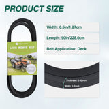 125907X Deck Belt 1/2 Inch x 90 Inch Lawn Mower Drive Belts for Craftsman Husqvarna AYP Poulan Jonsered Dixon Lawn Tractors Durable Aramid Cord Replaces OE# 193214 21546076 532125907 532193214 126907X