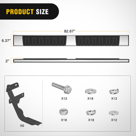 Nilight Running Boards for 2015 2016 2017 2018 2019 2020 2021 2022 2023 2024 2025 Ford F-150 SuperCrew Cab 2017 2018 2019 2020 2021 2022 2023 2024 2025 Ford F250 F350 Super Duty Crew Cab 6 Inch Stainless Steel Bolt-on Side Step Nerf Bars