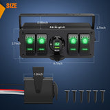 4Gang Aluminum ON/Off Rocker Switch Box w/ QC 3.0 Dual USB Charger Voltmeter