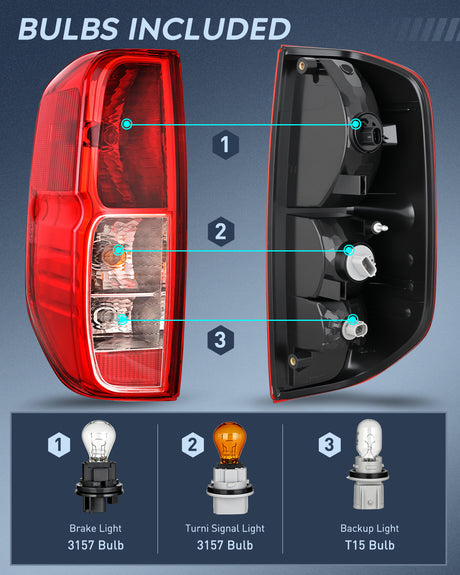 Nilight Taillight Assembly Compatible with 2005 2006 2007 2008 2009 2010 2011 2012 2013 2014 2015 2016 2017 2018 2019 2020 2021 Nissan Frontier and 2009-2012 Suzuki Equator Tail Light Left Driver Side