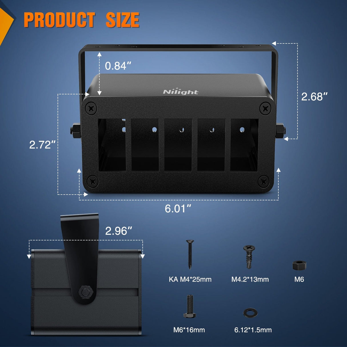 Nilight 5 Gang Rocker Switch Box 5 Holes Panel Detachable Installation Housing Waterproof Aluminum Rotatable Mount Bracket 12V 24V DIY Toggle Switches Voltmeter USB Socket for Boats Cars RVs Trucks