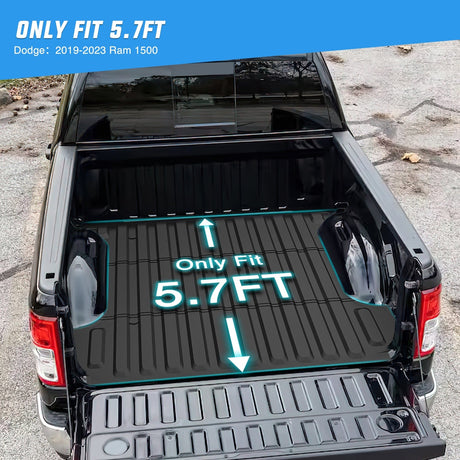 Nilight Truck Bed Mat 5.7FT for 19-24 25 Dodge Ram 1500, TPE Anti-Slip Vehicle Cargo Bed Liner Mat for 2019 2020 2021 2022 2023 2024 2025 Dodge Ram 1500, All Weather Protection for Your Truck