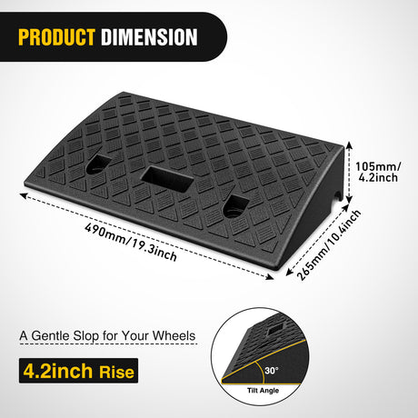 Nilight Plastic Curb Ramps, 4.2Inch Rise Portable Lightweight Heavy Duty Threshold Ramp for Driveway Lawn Mower Scooter Bike Motorcycle Wheelchair, 2 Pack