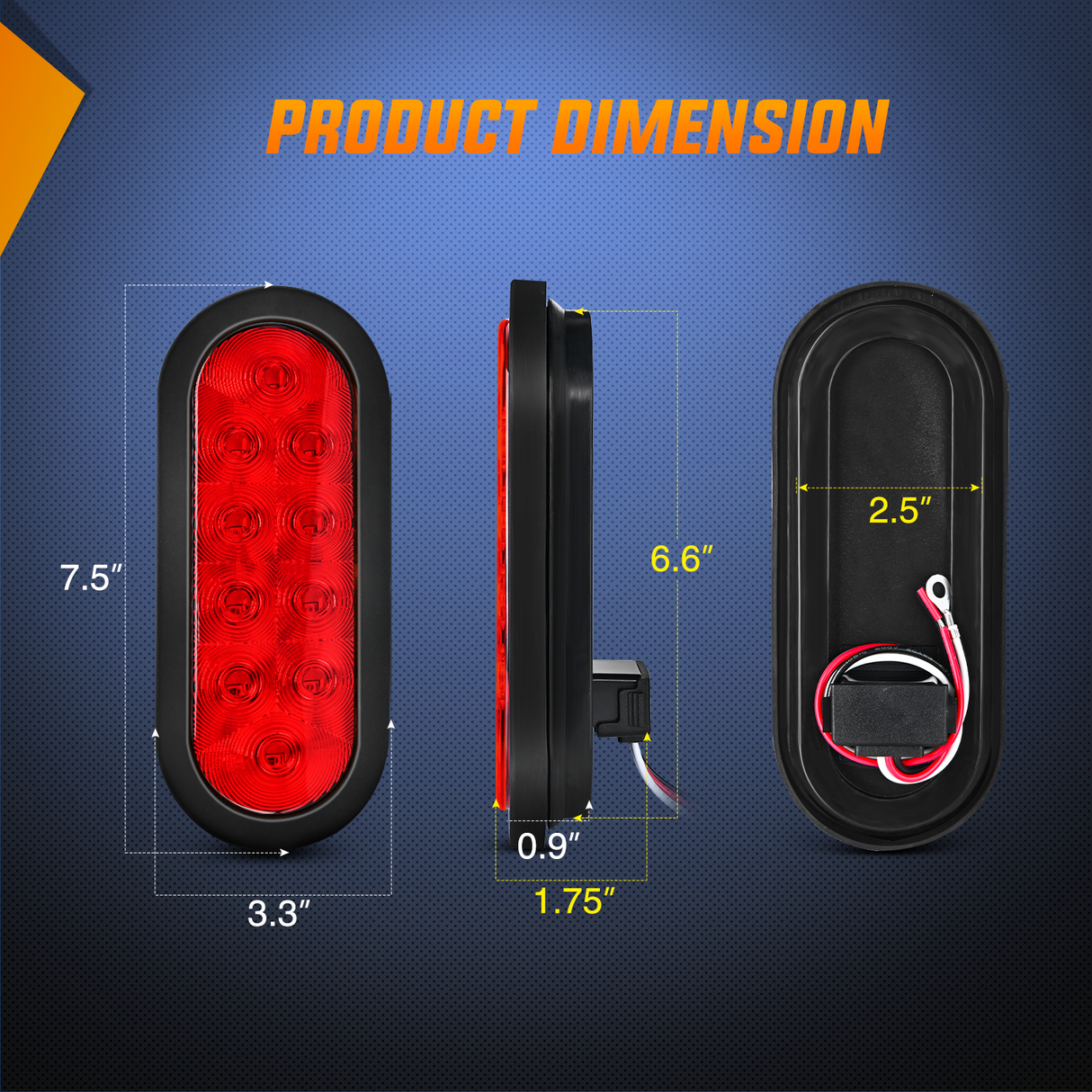 Nilight LED Trailer Light Kit 6 Inch Oval Stop Turn Taillight 2 Inches Round Red Amber Side Marker Lights 9 LED ID Bar for 12V RV Camper Caravan Truck Bus Boat
