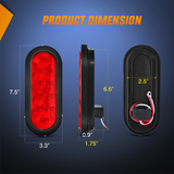 Nilight LED Trailer Light Kit 6 Inch Oval Stop Turn Taillight 2 Inches Round Red Amber Side Marker Lights 9 LED ID Bar for 12V RV Camper Caravan Truck Bus Boat