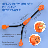 EV Dryer Y Splitter Adapter Cord 30 Amp Male Plug to Two 30Amp Female Receptacle 3 Prong 125V/250V 7500 Watt Pure Copper Conversion Heavy Duty STW 10 AWG Cable 10-30P 10-30R 30M/30F