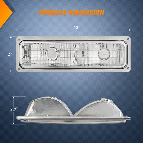 Signal Light Parking Turn Signal Light Compatible with 1988 1989 1990 1991 1992 1993 1994 1995 1996 1997 1998 Chevy GMC C10 C/K 1988-1999 Silverado Suburban Sierra Blazer Tahoe Yukon Front Bumper Lights