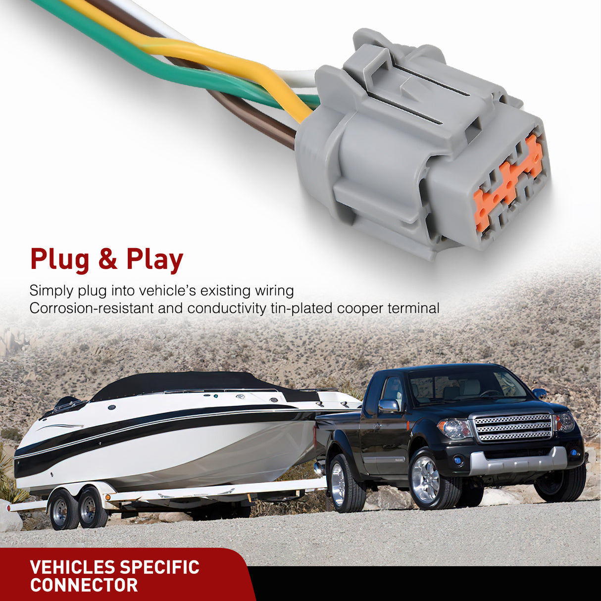 4 Pin Trailer Wiring Harness 55441 Custom for 2005 2006 2007 2008 2009 2010 2011 2012 2013 2014 2015 2016 2017 2018 2019 2020 2021 2022 2023 2024 Nissan Frontier Xterra Pathfinder Suzuki Equator