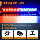 Nilight 12LED Traffic Advisor Strobe Light Bar Red Blue Emergency Warning Hazard Safety Dash Front/Rear Windshield Flashing Lights for Cars Trucks Police Firefighter Plow Construction Vehicles