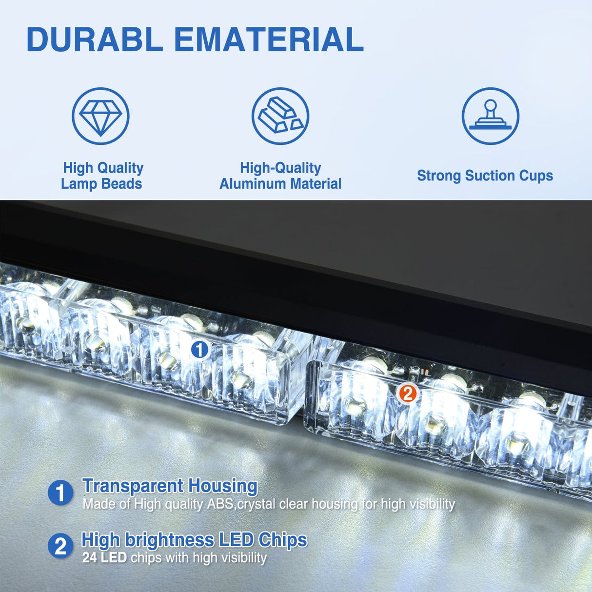 Nilight 24LED Emergency Strobe Traffic Advisor Light Bar 2 in 1 White Dash Warning Safety Flashing Lights Front/Rear Windshield Construction Lights for Trucks Cars Plow Police Firefighter Vehicles