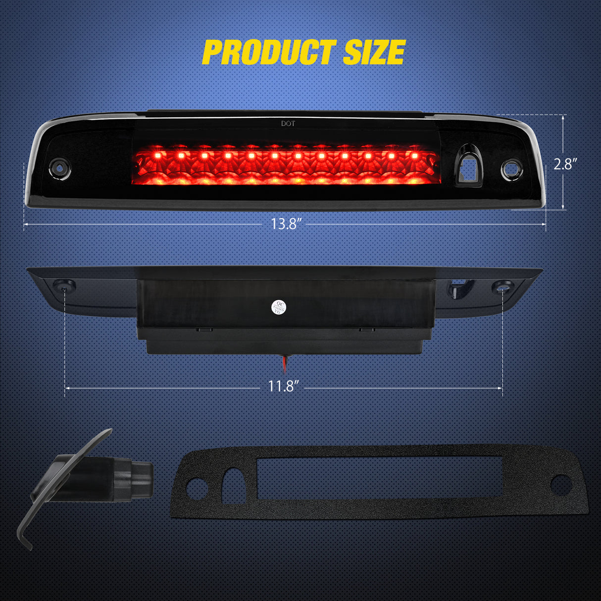 Third Brake Light Tail High Mount 3rd Stop Lights Smoked Lens Compatible with Ford Expedition Lincoln Navigator 2003 2004 2005 2006 2007 2008 2009 2010 2011 2012 2013 2014 2015 2016