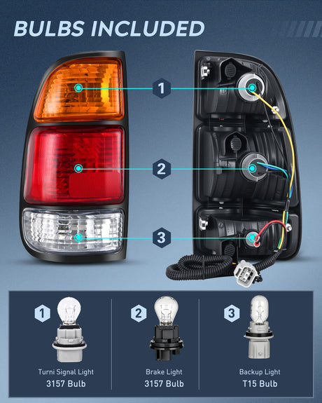 Nilight Taillight Assembly Compatible with 2000 2001 2002 2003 2004 2005 2006 Toyota Tundra Tail Light OE Style Rear Lamp Replacement Driver and Passenger Side