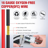 30FT 16AWG Oxygen-Free Copper Wire Red Black Electrical Wire Stranded PVC Cord 2 Conductor Parallel 300V DC Flexible Extension Cords