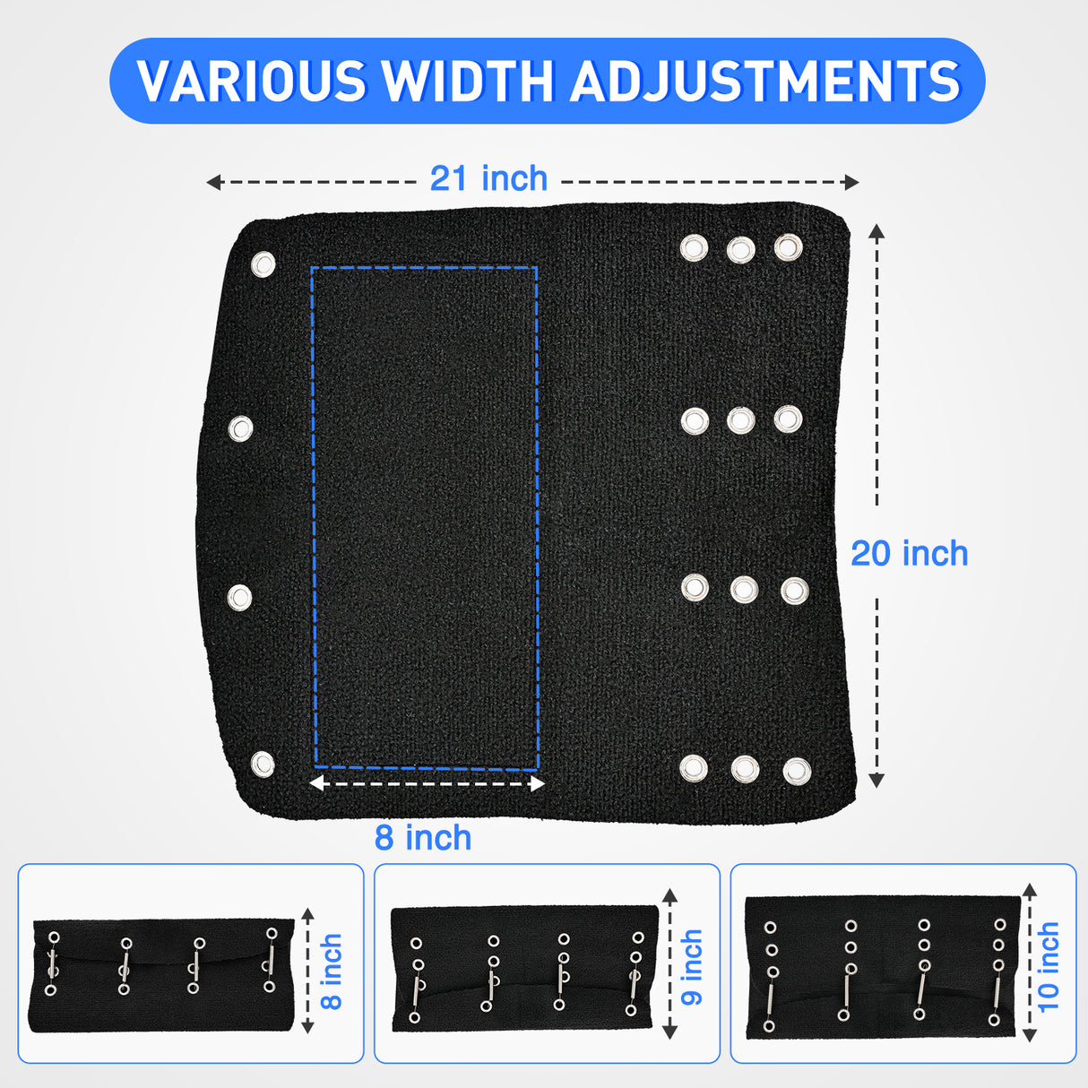 Nilight RV Step Covers 3 Pack 20 inch, Fits 8-10Inch Deep Camper Steps Adjustable Wrap Around RV Step Rug with Spring Works on Electrical & Manual RV Stairs Carpet for Camper Trailers Steps Outside,Black