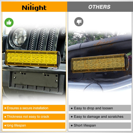 Nilight 2Pcs 12 inch Amber Light Bar Cover