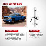Power Window Regulator/Motor Rear Driver Side Compatible with Chevrolet Silverado/GMC Sierra 1500 2500 HD 3500 HD 2007 2008 2009 2010 2011 2012 2013,Rear Left,741-388