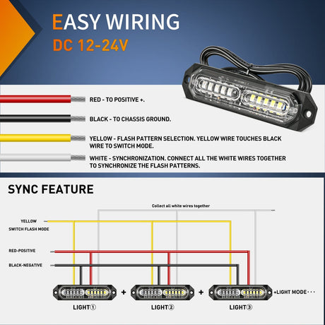 Nilight 8PCS 12LED Green White Emergency Strobe Lights