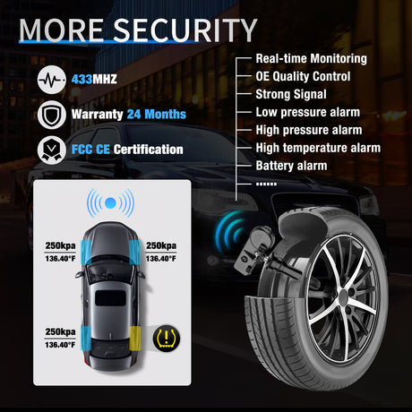Nilight TPMS Sensor Compatible with 2010 2011 2012 2013 2014 2015 2016 2017 2018 2019 2020 Dodge Chrysler Jeep 2012-2019 Fiat 500 2011-2013 Ram 433Mhz Tire Pressure Monitoring Sensors