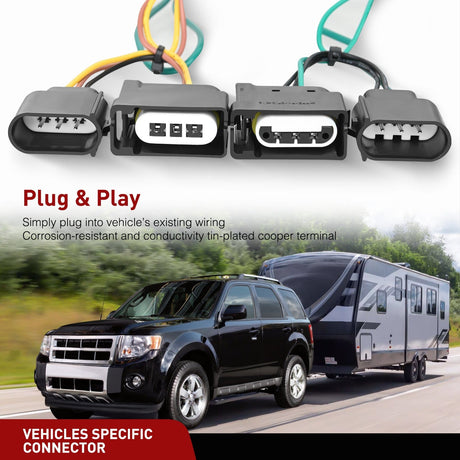 Wiring Harness Kit 4 Pin Trailer Wiring Harness Kit 56329 Vehicle Custom for 2004 2005 2006 2007 2008 2009 2010 2011 2012 Ford Escape; Edge Freestar; Mazda Tribute; Mercury Mariner; Lincoln MKX