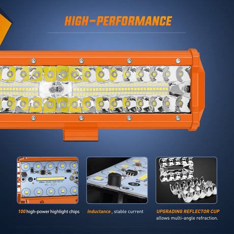 Nilight 12 Inch 300W Spot Flood Combo Orange Case Led Light Bar