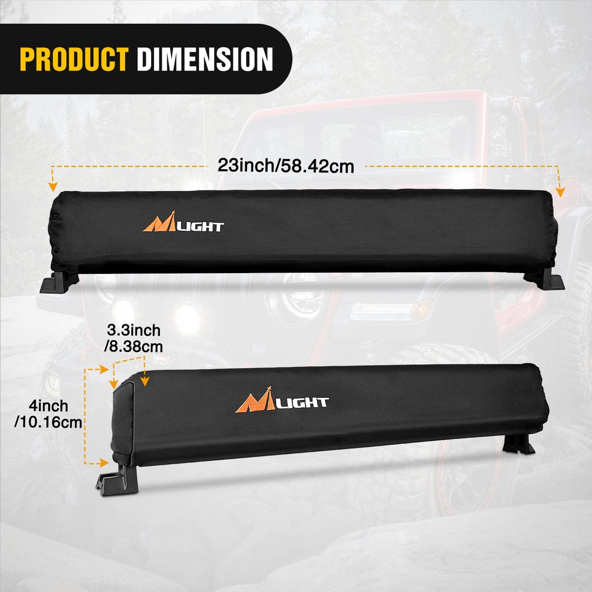 LED Light Bar Cover 22 Inches Black Nylon Protective Sleeve Universal Fit Straight and Curved Bar Waterproof Dustproof Scratch-Proof Light Cover for Driving Off Road Lights