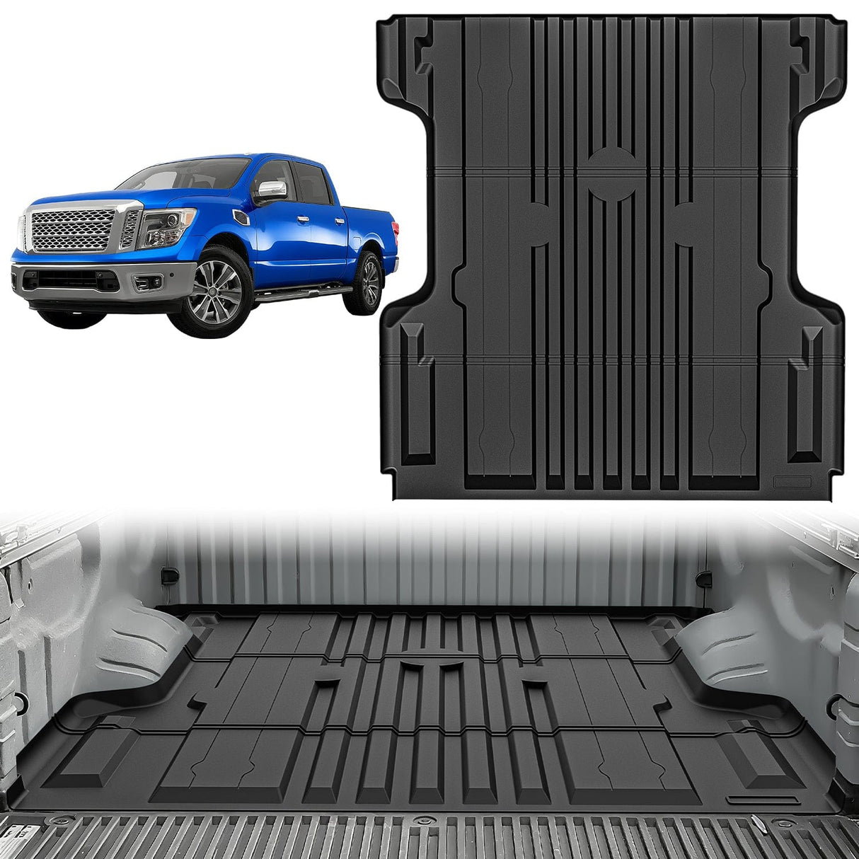 Truck Bed Mat 5.5 FT for 2004-2025 Nissan Titan, TPE Heavy-Duty Pick-up Bed Liner Accessories, Anti-Slip Texture, All Weather Protection