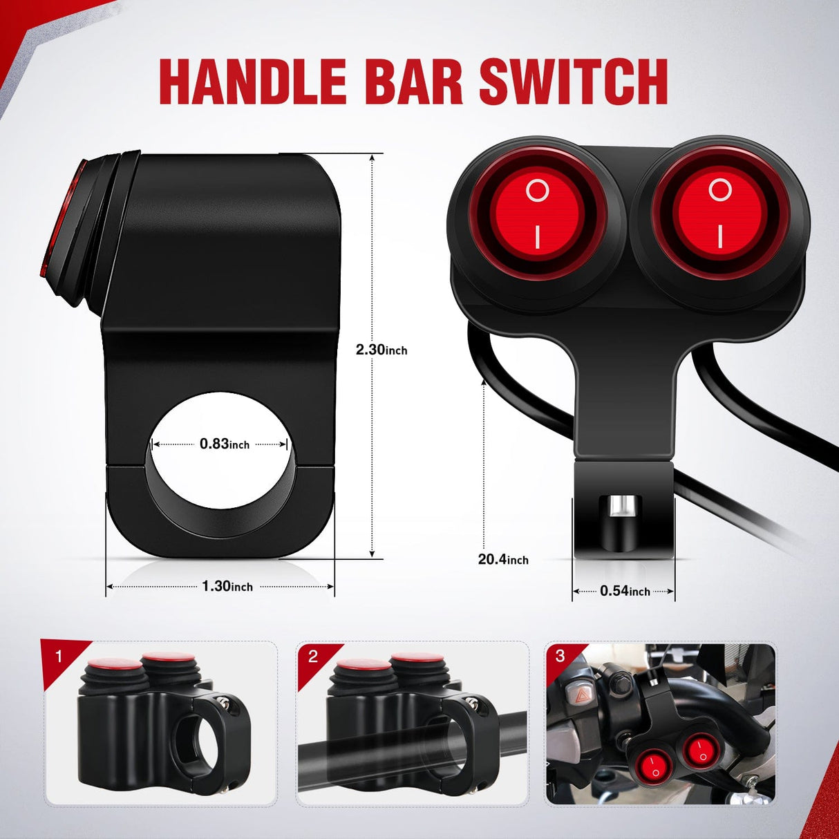 Vehicle Parts & Accessories Motorcycle Handlebar Switch Plug and Play 12V ATV Light Switches Dual Push Button Waterproof ON Off for UTV Driving Lights Fits 22mm Handlebars