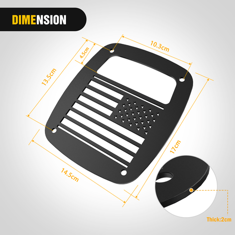 Nilight Tail Light Covers, 2PCS Black Rear Brake Light Guards Protector Exterior Accessories for 1987-2006 Wrangler TJ YJ