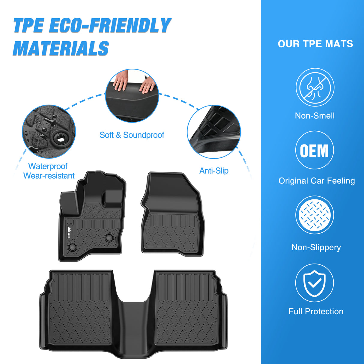 Floor Mats for Ford Flex 2009 2010 2011 2012 2013 2014 2015 2016 2017 2018 2019 All Weather Custom Fit Heavy Duty Floor Liners