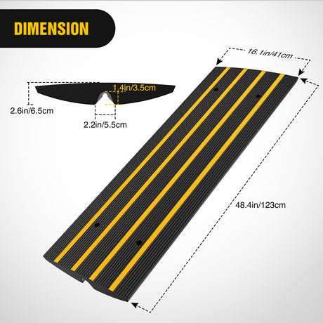 Nilight Driveway Curb Ramps, 2.6 Inch High Heavy-Duty Rubber Curbside Vehicle ramps for Car Truck Wheelchair Mobility Loading Dock Garage, 2 Pack