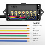 12 Feet Heavy Duty 7 Way Inline Trailer Plug with 7 Gang Junction Box Nilight