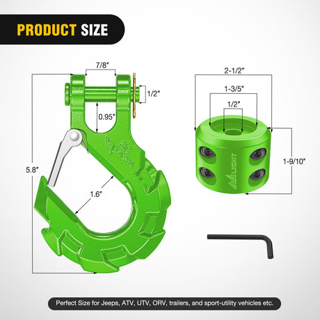 winch hook 3/8 inch Grade 70 Winch Hook Green
