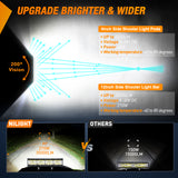 Nilight Side Shooter LED Light Bar Set 12 Inch Triple Row Spot Flood Combo Lights 2PCS 4.3Inch Pods with 5Pin Rocker Switch Wiring Harness Kit for Off-Road Truck ATV UTV Boat