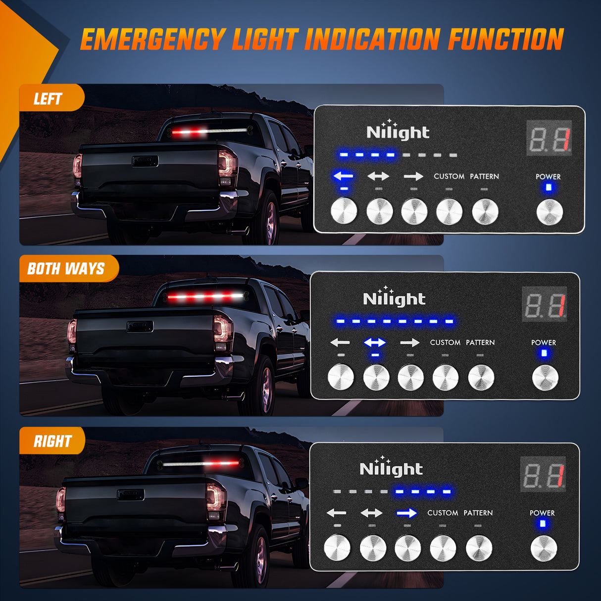 Nilight 144LED Traffic Advisor Strobe Light Bar with Controller Red White Emergency Warning Lights Hazard Interior Front/Rear Windshield Flashing for Cars Plow Trucks Construction Vehicles