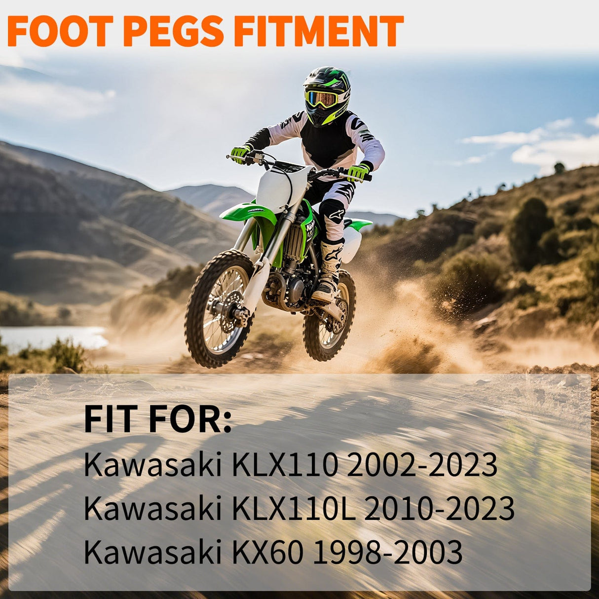 Nilight Motorcycle Foot Pegs Dirt Bike Footpegs Fit for Kawasaki KLX110 2002-2023 KLX110L 2010-2023 KX60 1998-2003 CNC Foot Pegs for Motorcycles Heavy Duty Aluminum Alloy Foot Rests, Black