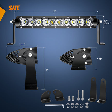 Nilight Led Light Bar 2Pcs 11 Inch 50W Super Slim Spot Flood Combo 5000LM 3D Driving Fog Off Road Lights Pods with Wiring Harness Kit-2 Lead for Trucks Pickup SUV ATV UTV Boat 4x4 Van Camper