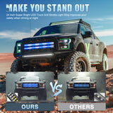Nilight 2PCS 24 inch Truck Grille Strobe Lights Strip 384 LED Emergency Light Blue White Flexible Side Flashing Warning Caution Safety Waterproof Lighting Kit for Trucks Tow Plow Construction Vehicles
